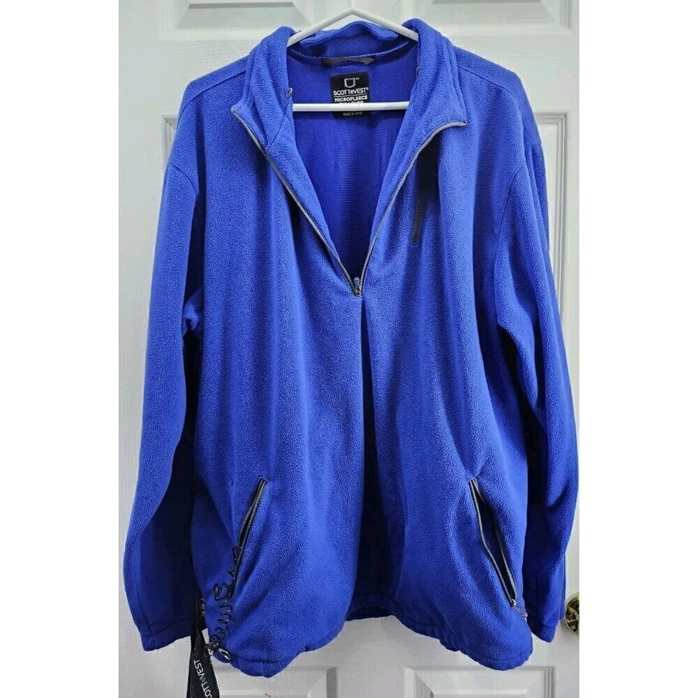 ScottEvest Fleece 1/4 Zip Utility Sweater Blue Mens Size XLarge TEC Pockets